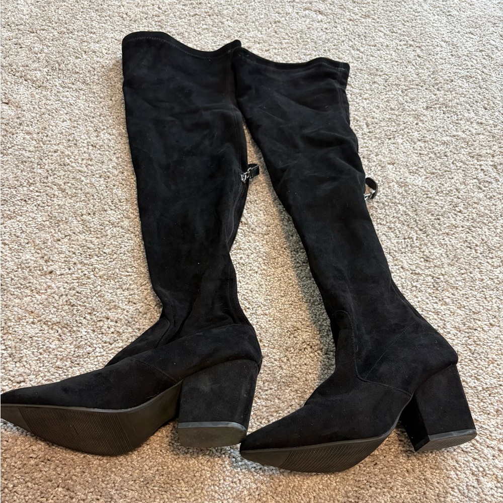 Black Suede Over-the-Knee Boots